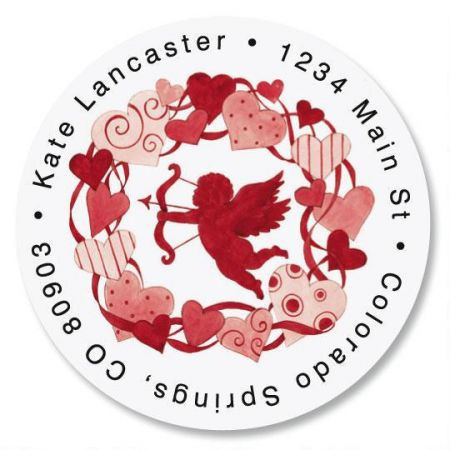 Valentine Wreath Round Address Labels