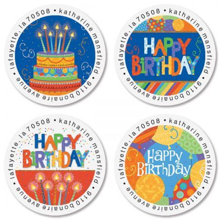 Awesome Birthday Round Address Labels (4 Designs)