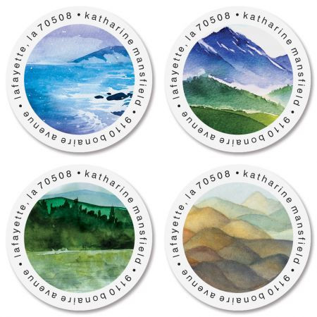 Landscape Round Address Labels (4 Designs)