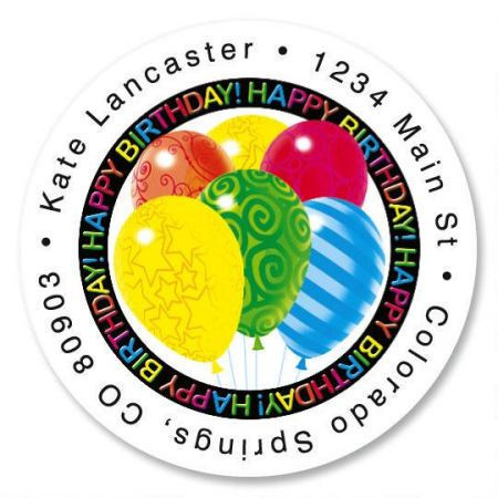 Happy Balloons Round Address Labels