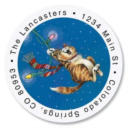 Swinging Christmas Round Address Labels