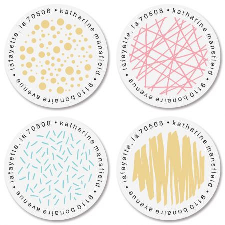 Modern Geometry Round Address Labels (4 Designs)