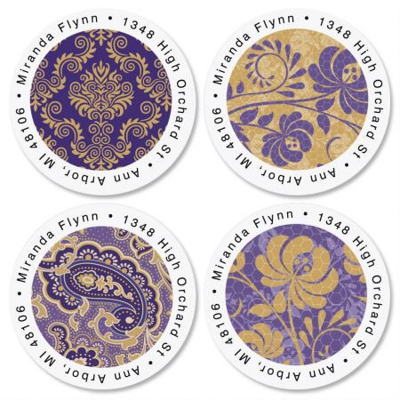 Frosty Lavender Round Address Labels (4 Designs)