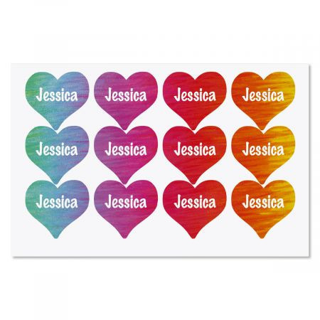 Personalized Rainbow Heart Stickers