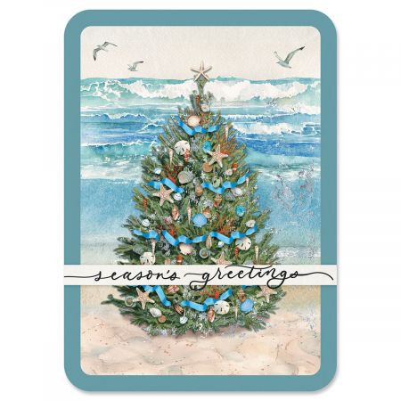 Beach Tree Christmas Greeting Cards