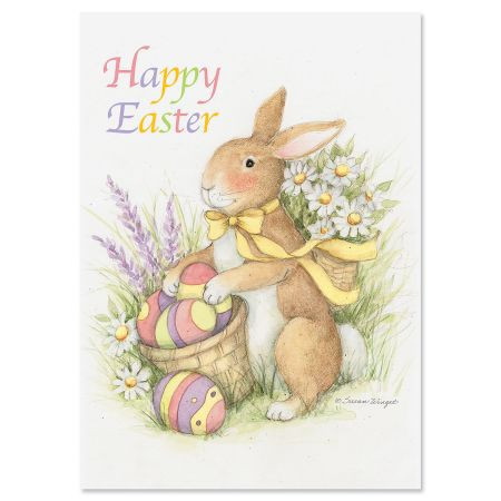 Watercolor Bunny Easter Card