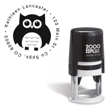 Owl Round Self-Inking Address Stamp