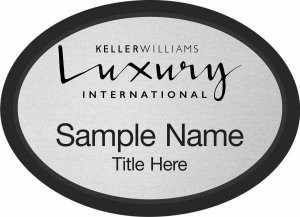Keller Williams Luxury International Black Oval Executive Silver Name Badge