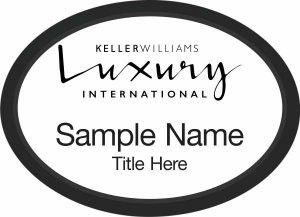 Keller Williams Luxury International Black Oval Executive White Name Badge