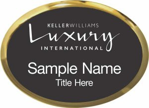 Keller Williams Luxury International Gold Oval Executive Black Name Badge