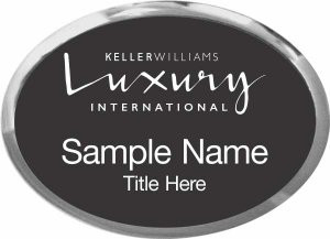 Keller Williams Luxury International Silver Oval Executive Black Name Badge