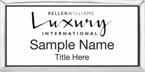 Keller Williams Luxury International Silver Executive White Name Badge