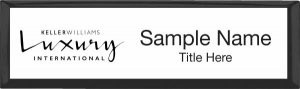 Keller Williams Luxury International Small Black Executive White Name Badge
