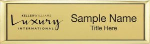 Keller Williams Luxury International Small Gold Executive Name Badge
