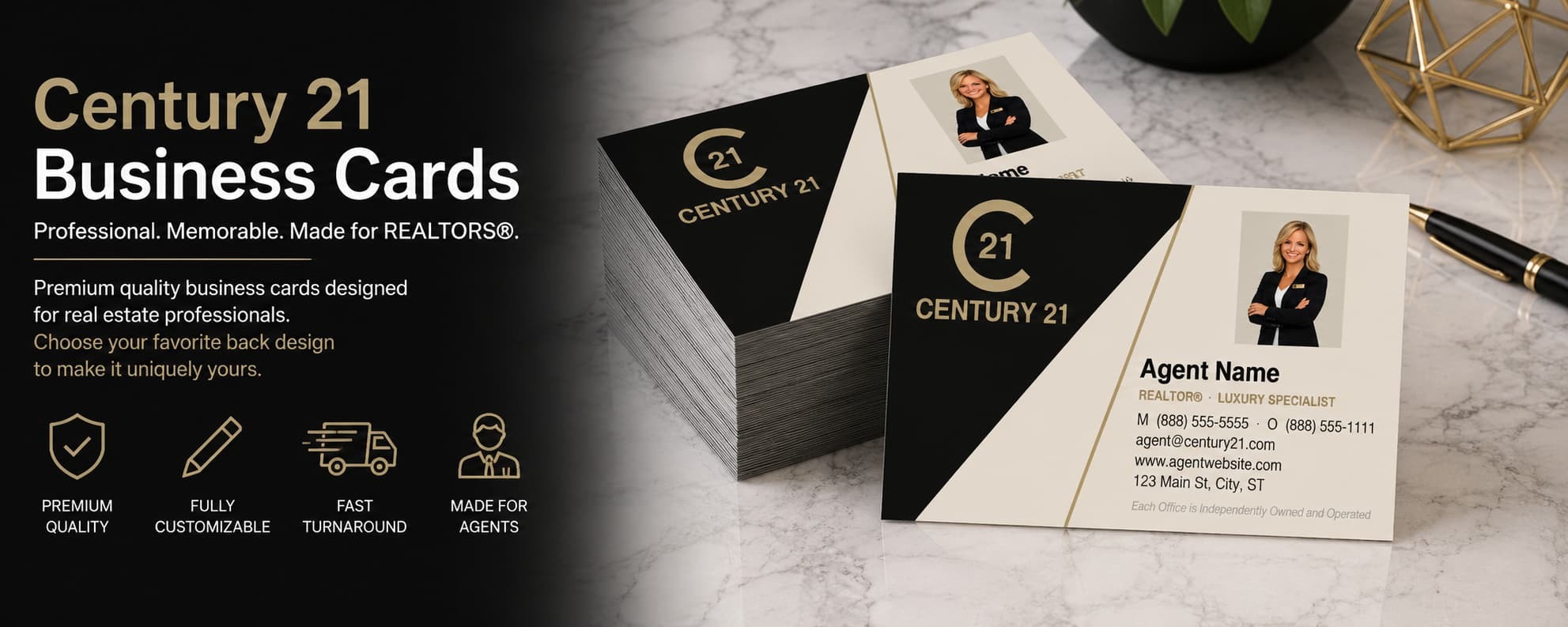 Century 21 REALTOR business cards design C21-F06 premium photo real estate business card category banner