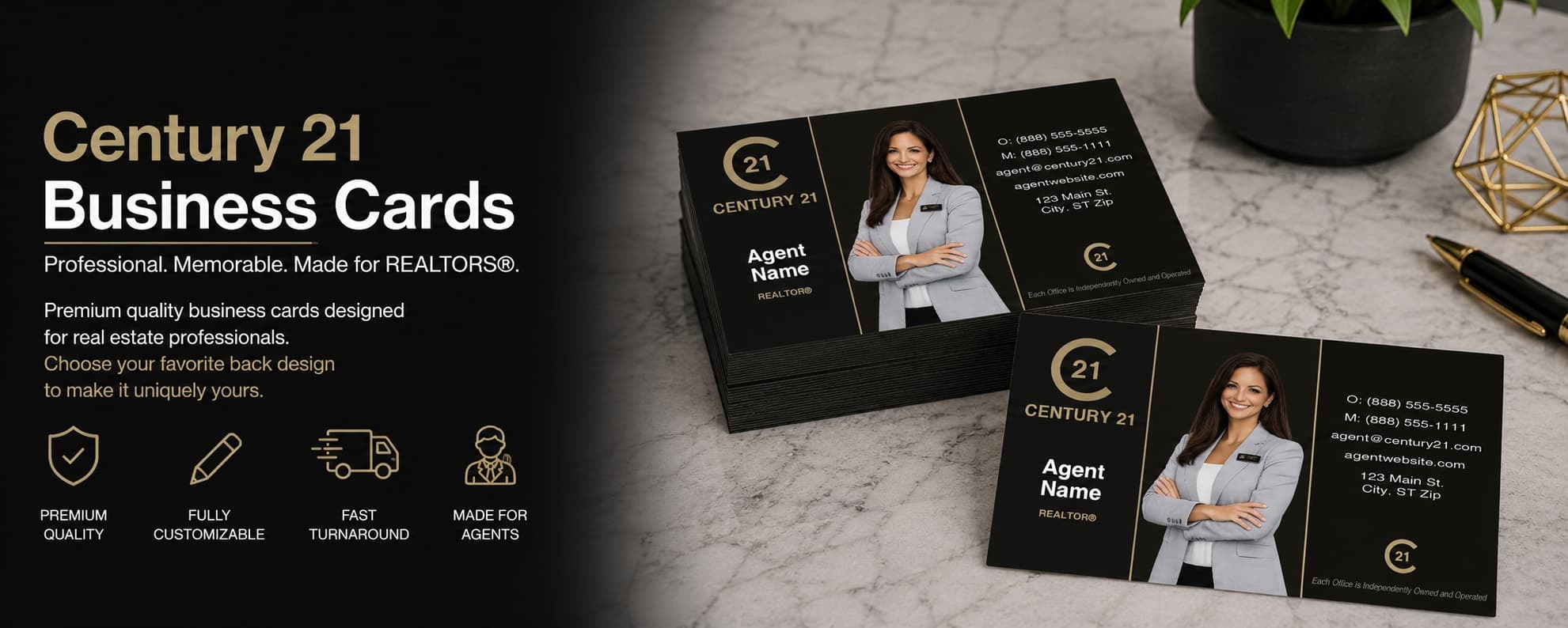 Century 21 REALTOR business cards design C21-F10 premium luxury photo real estate business card category banner