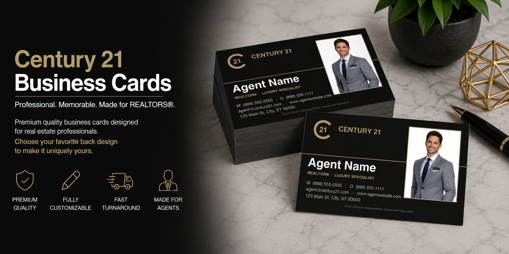 Century 21 REALTOR business cards design C21-F15 premium luxury photo real estate business card category banner