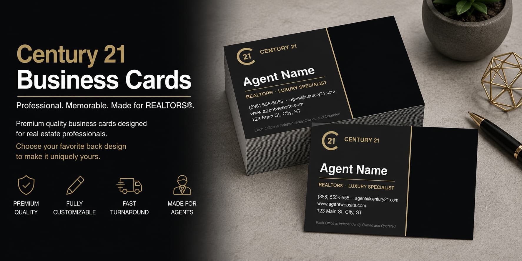 Century 21 REALTOR business cards design C21-F22 premium modern luxury real estate business card banner