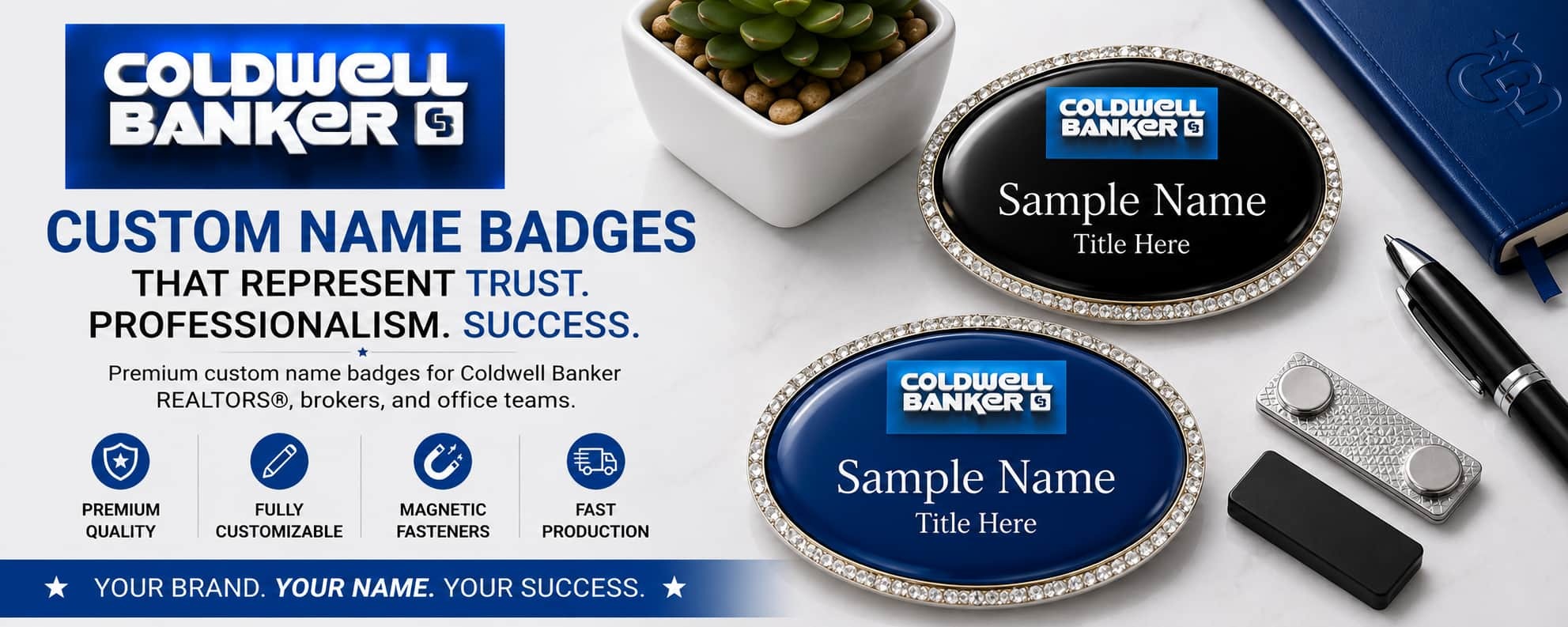Coldwell Banker 3D Logo name badges for REALTORS and real estate professionals