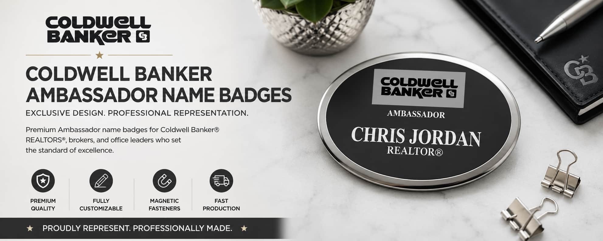 Coldwell Banker Ambassador name badges for REALTORS and real estate professionals