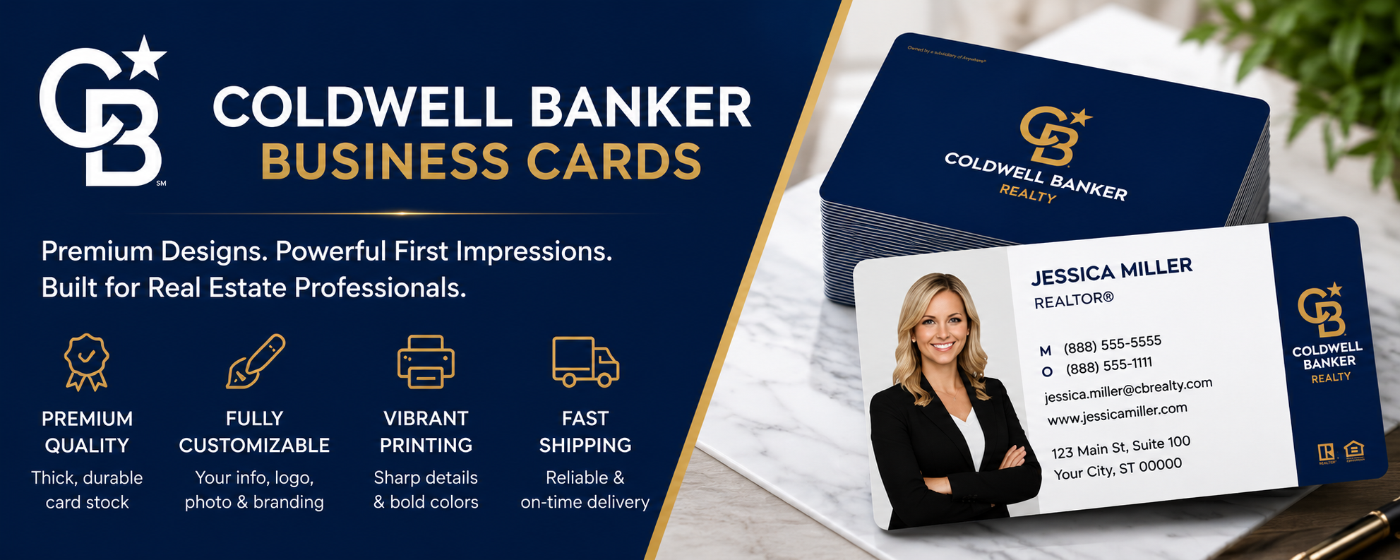 Custom Coldwell Banker business cards for real estate agents