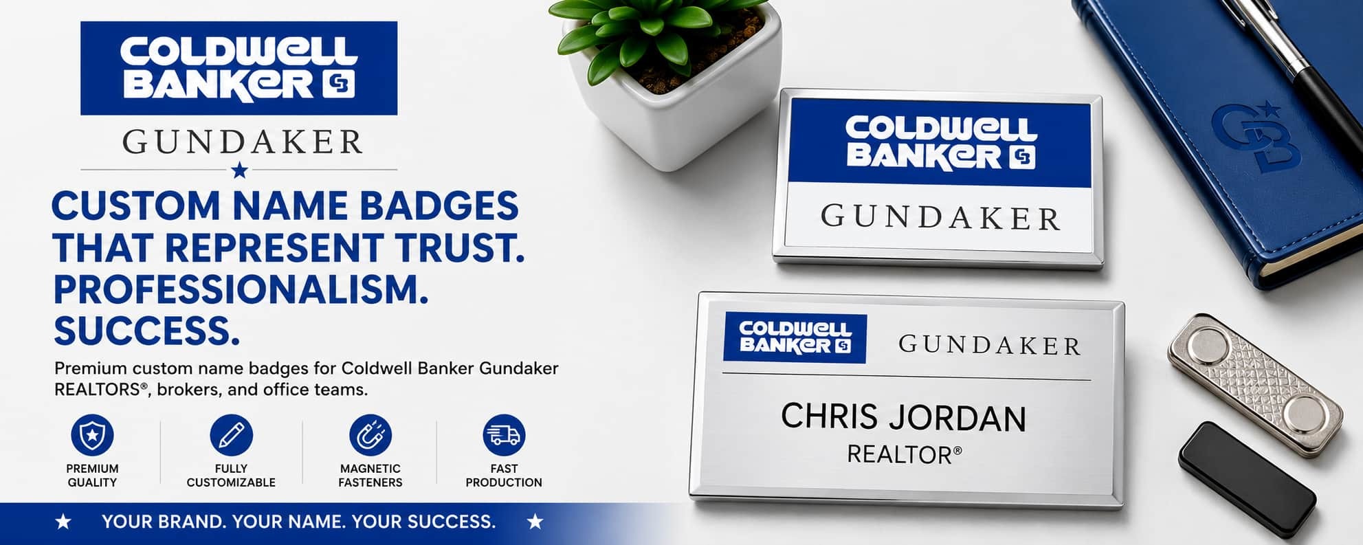 Coldwell Banker Gundaker name badges for REALTORS and real estate professionals