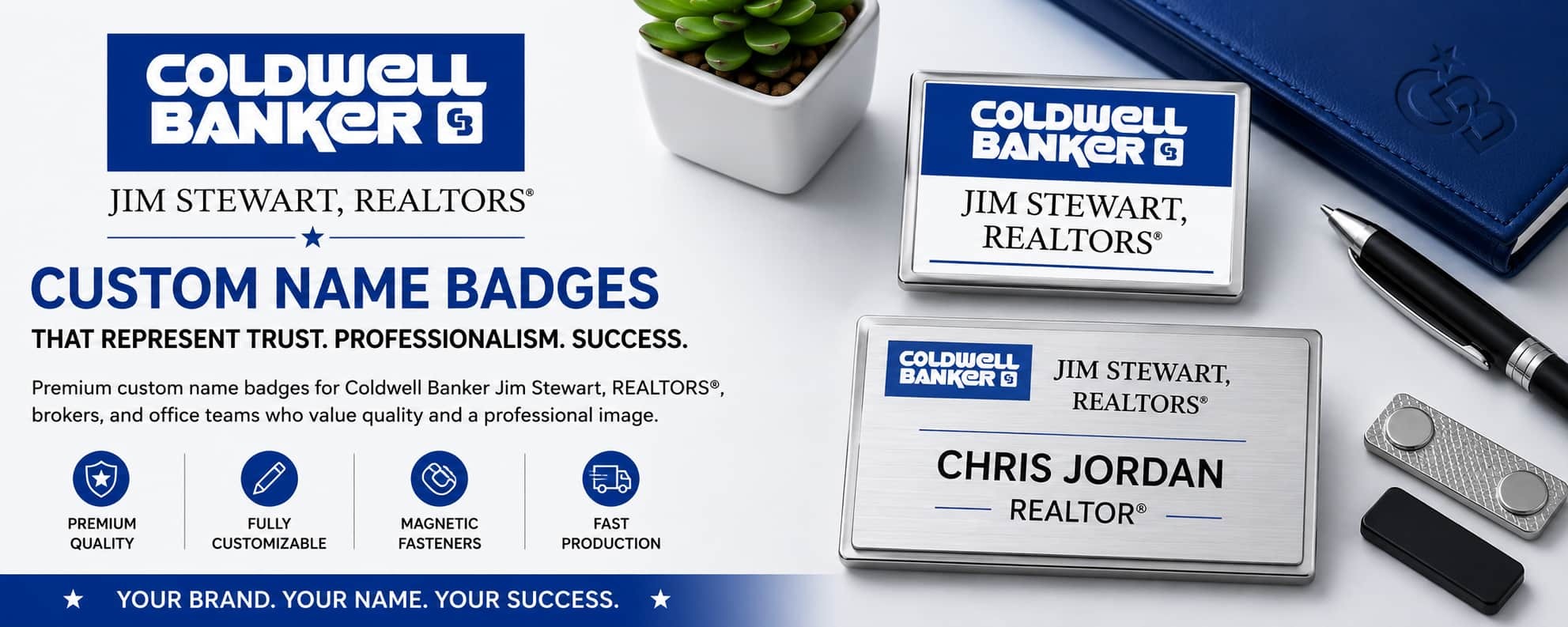 Coldwell Banker Jim Stewart REALTORS name badges for REALTORS and real estate professionals