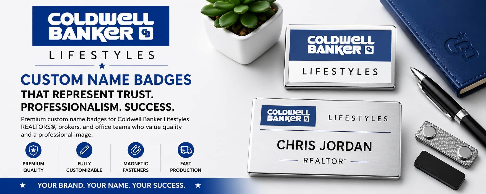 Coldwell Banker Lifestyles name badges for REALTORS and real estate professionals