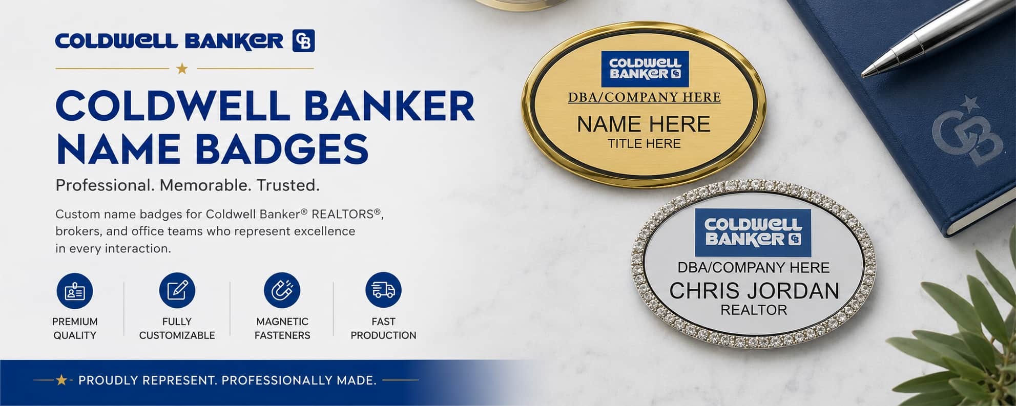 Coldwell Banker name badges for REALTORS and real estate professionals