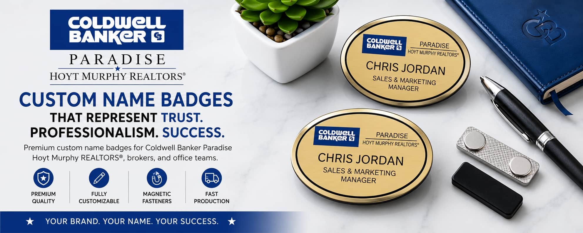 Coldwell Banker Paradise Hoyt Murphy REALTORS name badges for REALTORS and real estate professionals