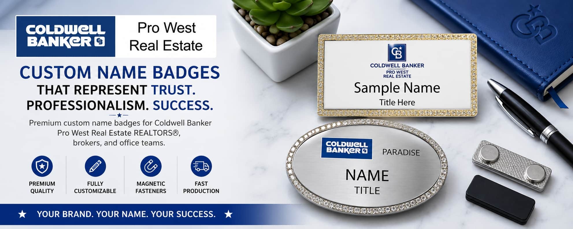 Coldwell Banker Pro West Real Estate name badges for REALTORS and real estate professionals