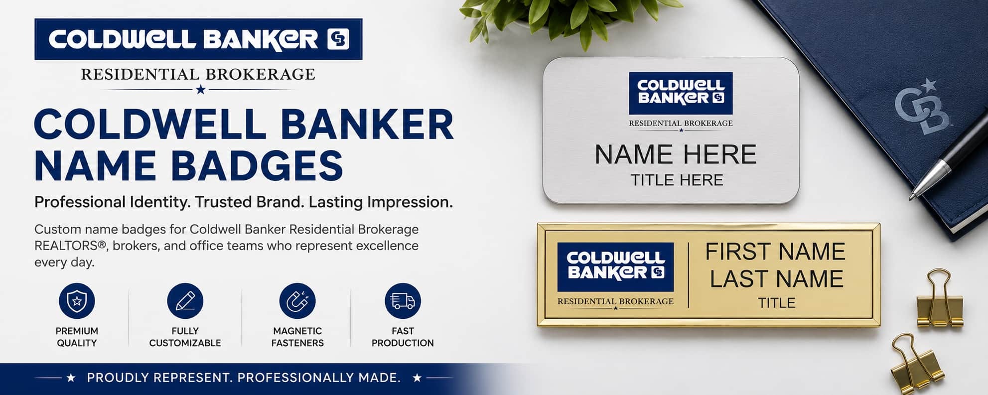 Coldwell Banker Residential Brokerage name badges for REALTORS and real estate professionals
