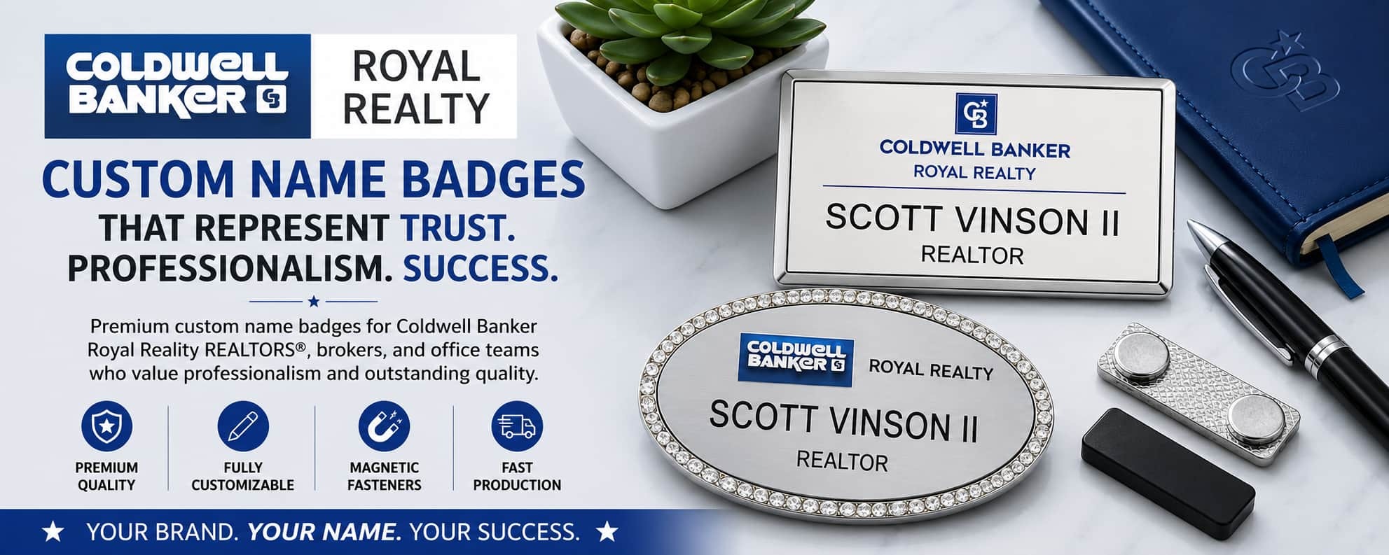 Coldwell Banker Royal Realty name badges for REALTORS and real estate professionals