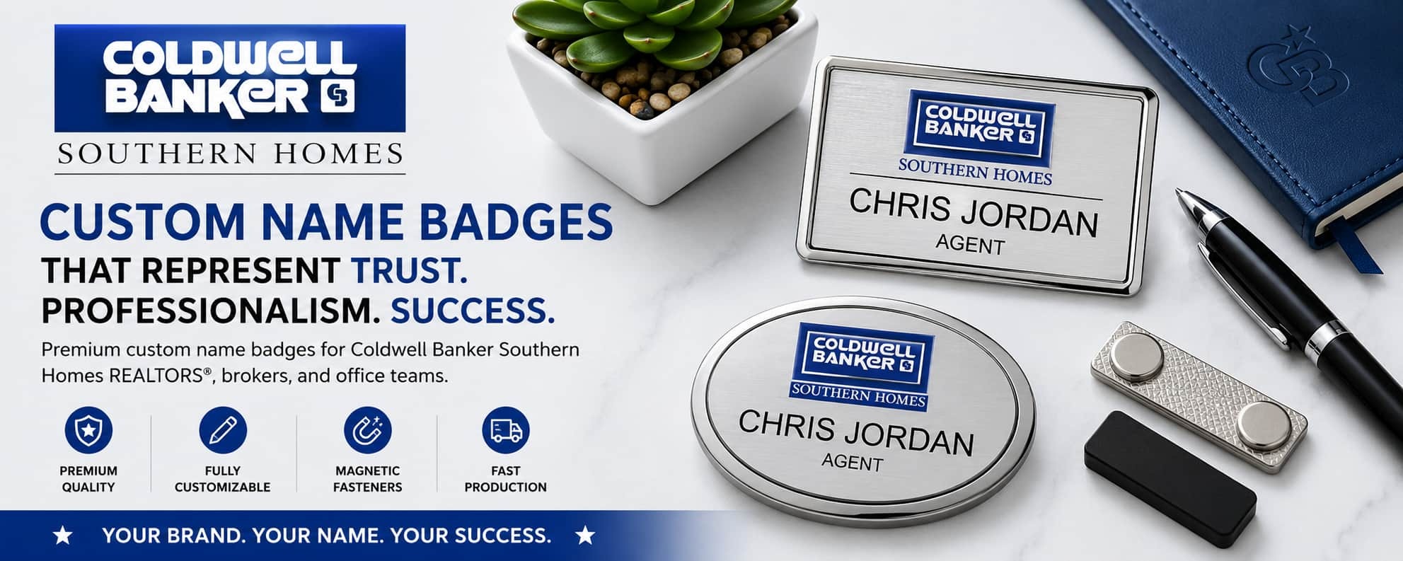 Coldwell Banker Southern Homes name badges for REALTORS and real estate professionals