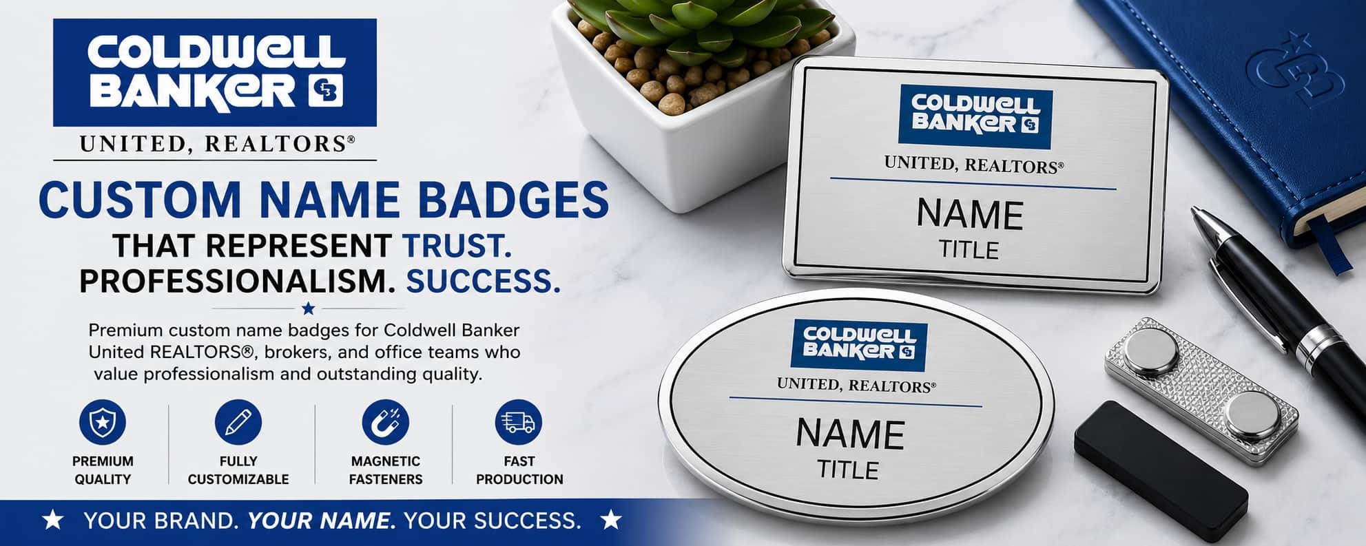 Coldwell Banker United REALTORS name badges for REALTORS and real estate professionals