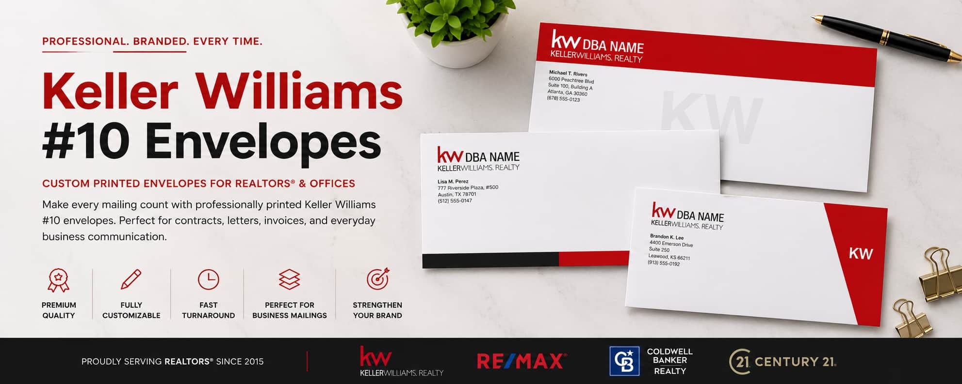Keller Williams #10 envelopes for REALTORS and real estate offices