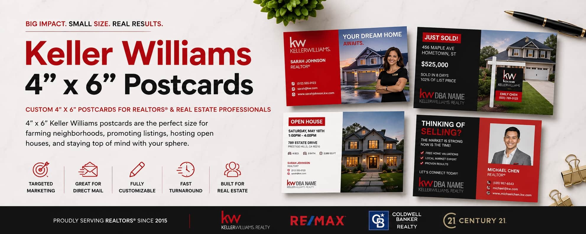 Keller Williams 4x6 postcards for REALTORS and real estate marketing