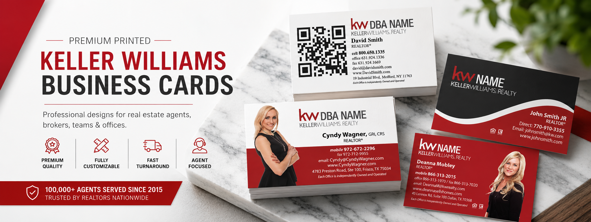 Custom Keller Williams business cards for real estate agents