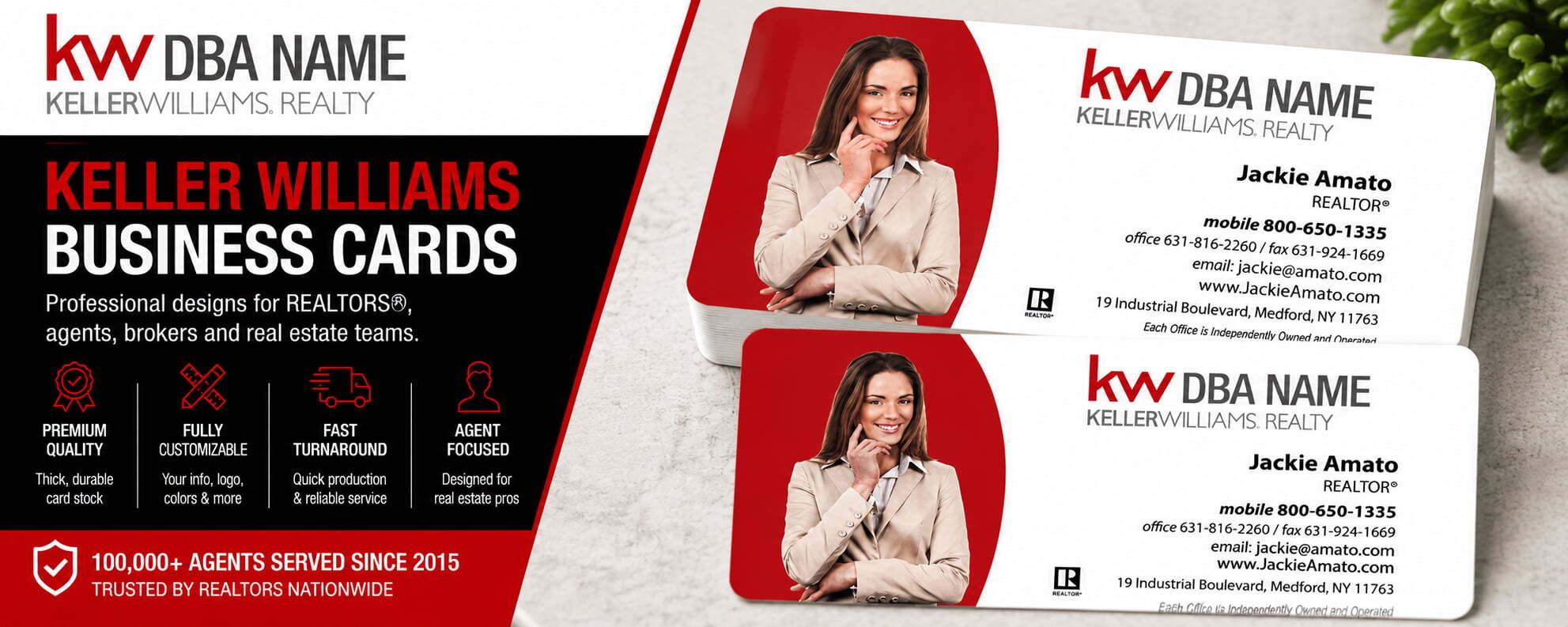 L-113 Keller Williams REALTOR business card design with customizable back side options