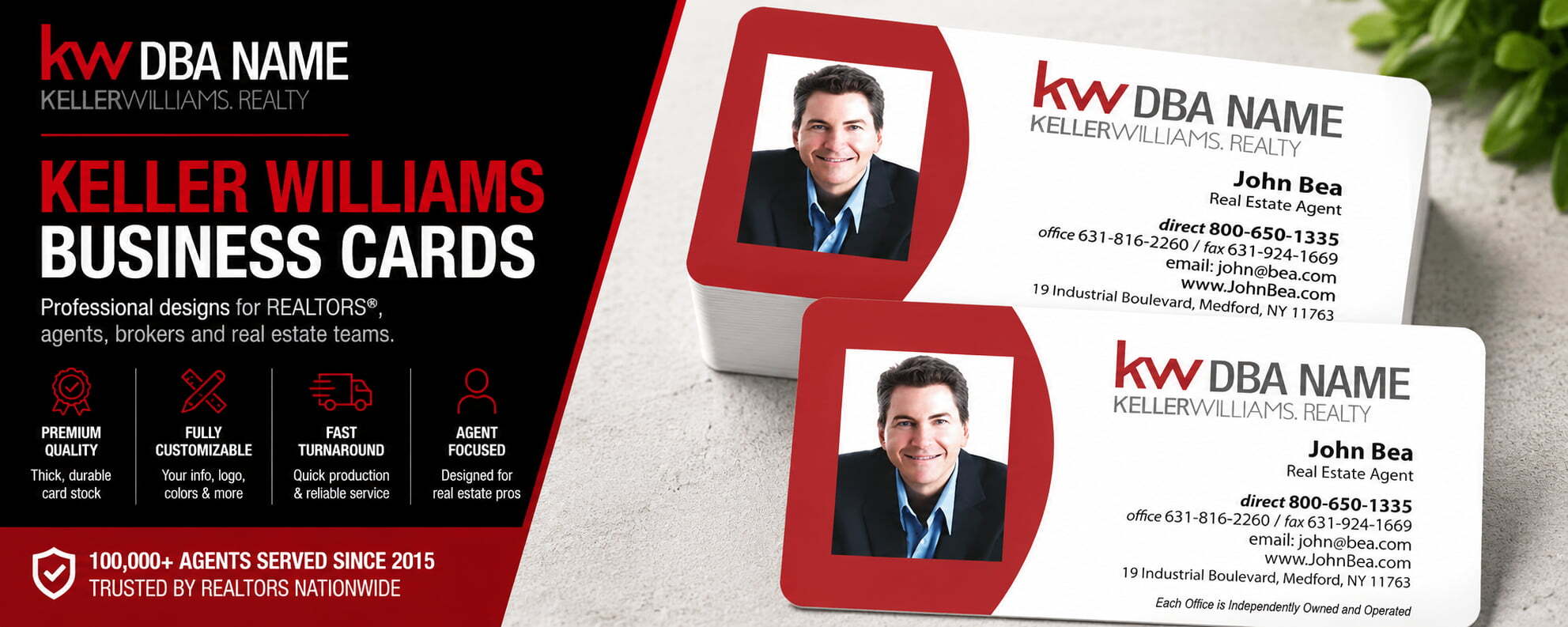 L-116 Keller Williams REALTOR business card design with customizable back side options