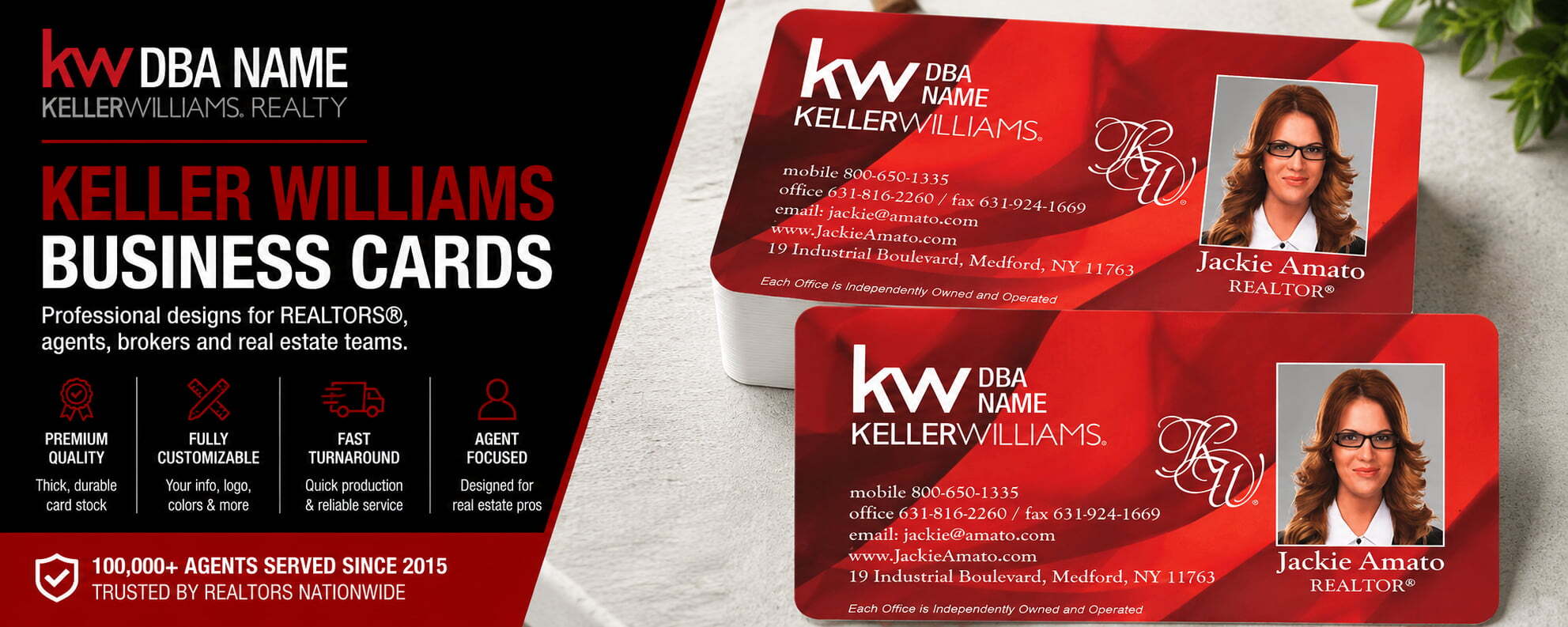L-120 Keller Williams REALTOR business card design with customizable back side options