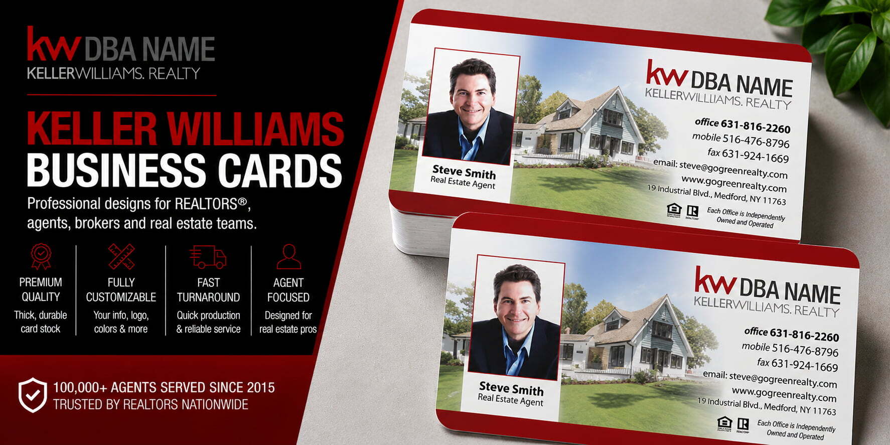 L-173 Keller Williams REALTOR luxury home business card design with customizable back side options