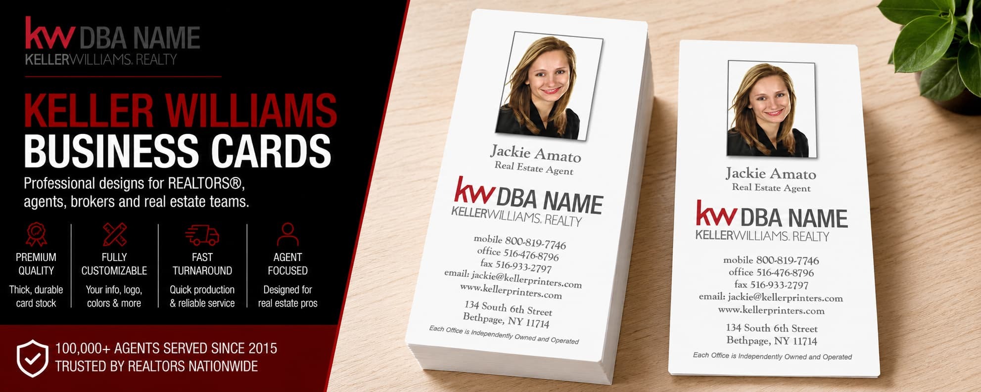 L-188 Keller Williams REALTOR vertical minimalist business card design with customizable back side options