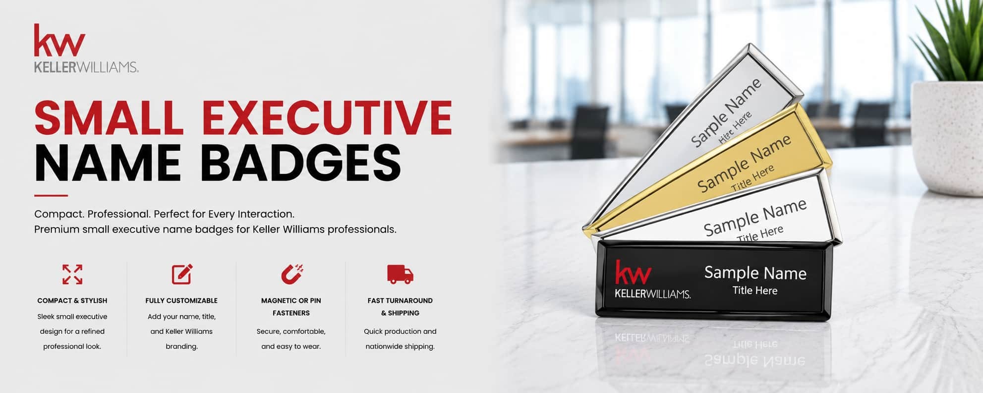 Keller Williams KW Logo Small Executive Name Badges