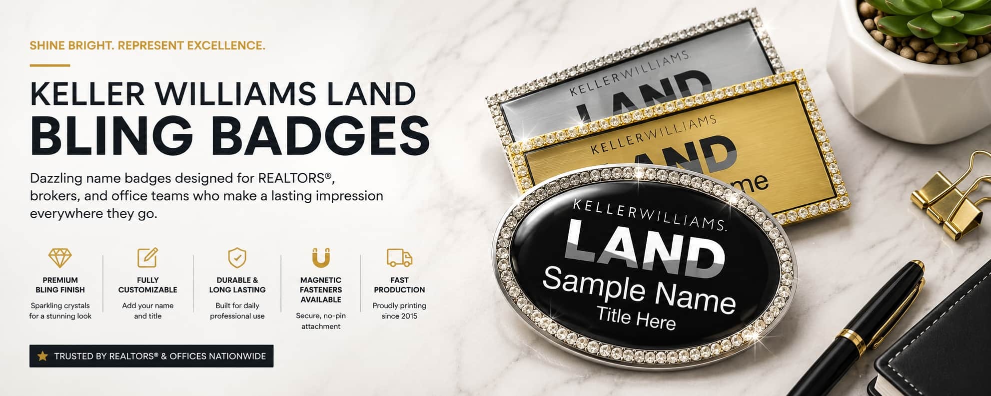Keller Williams LAND bling badges for REALTORS and real estate professionals