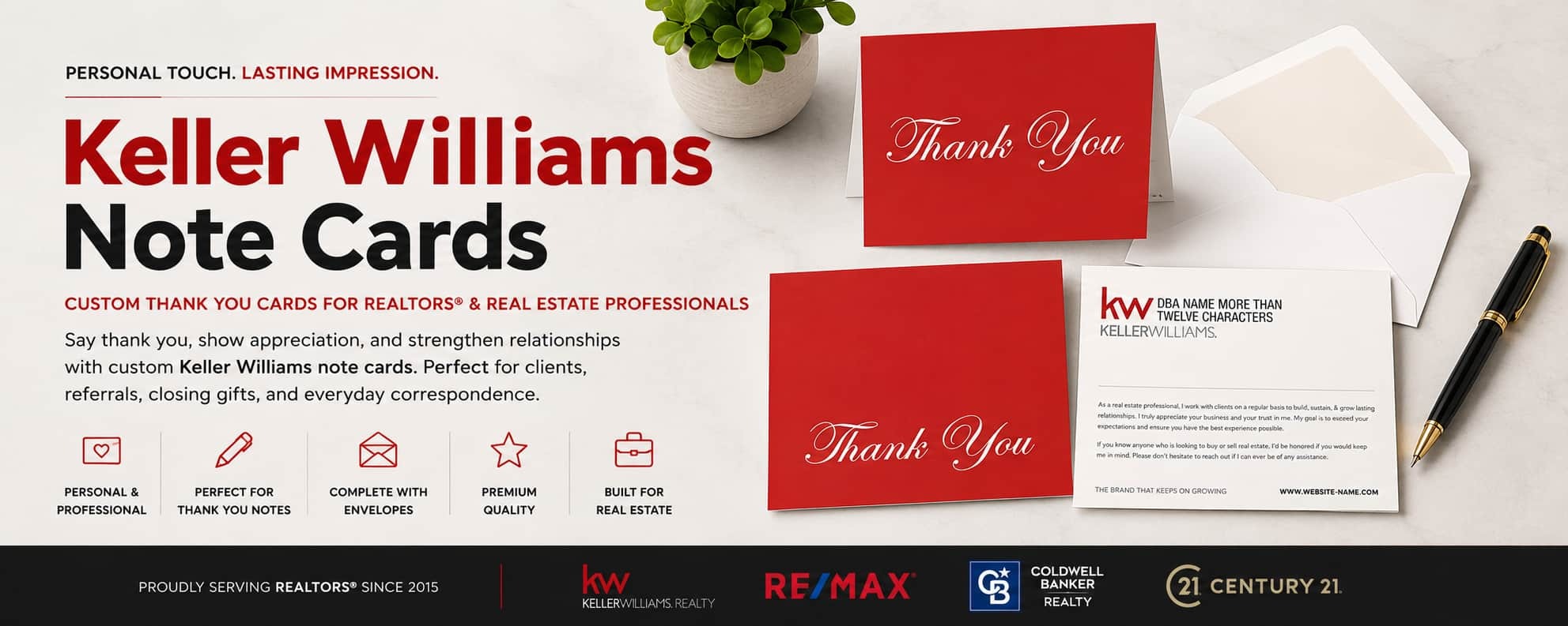 Keller Williams note cards and thank you cards for REALTORS and real estate professionals