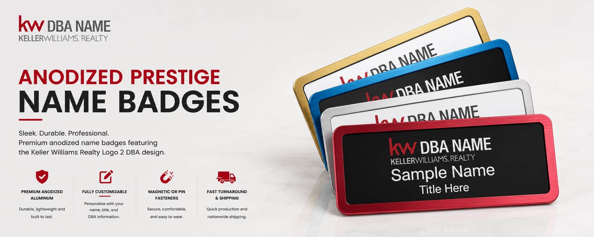 Keller Williams Realty Logo 2 Anodized Prestige Name Badges