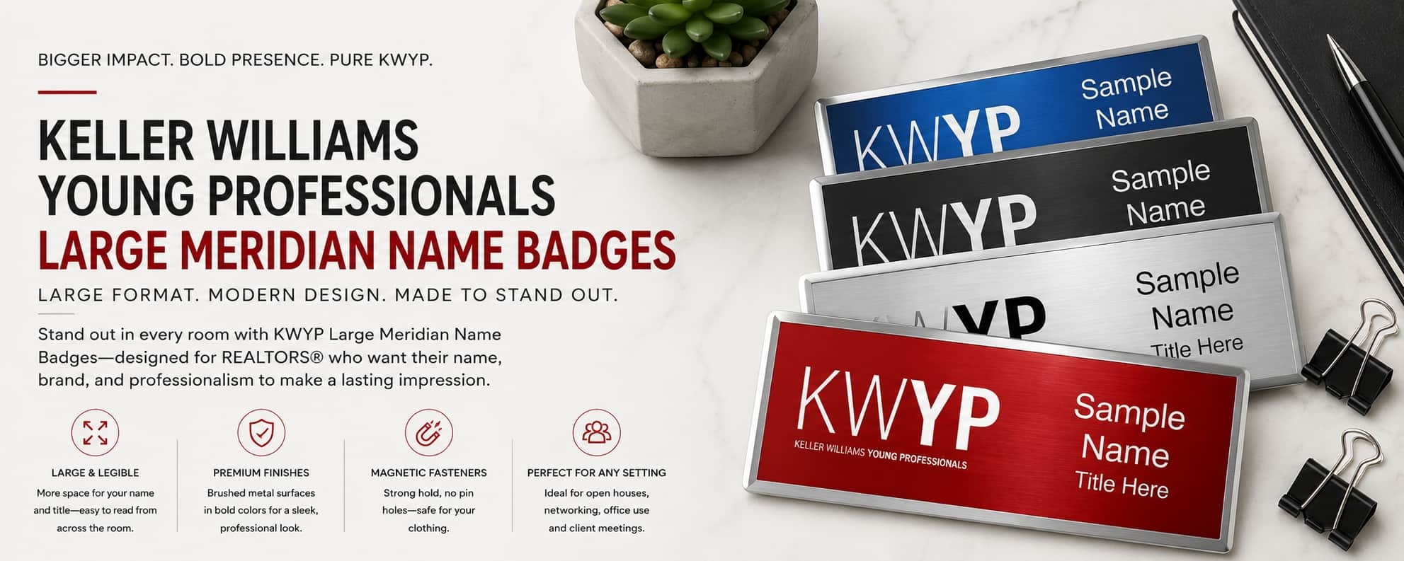 Keller Williams Young Professionals large Meridian REALTOR name badges