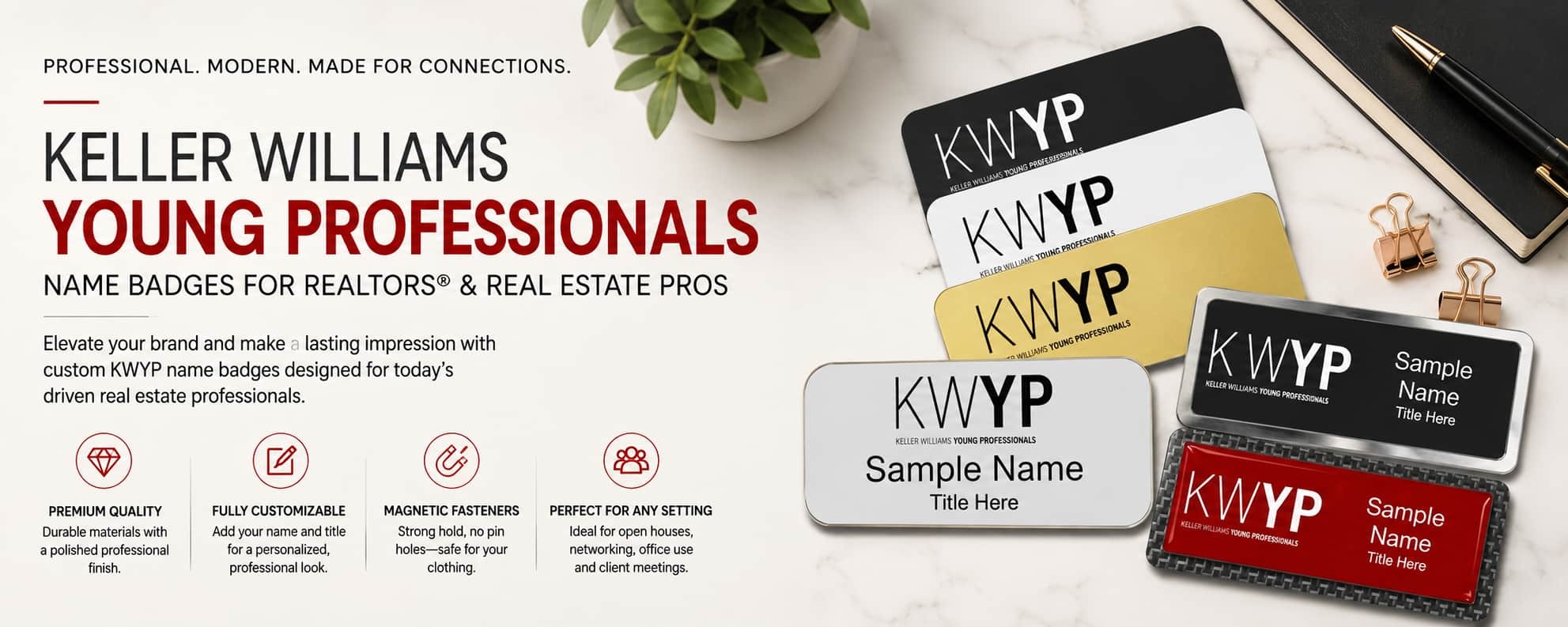 Keller Williams Young Professionals KWYP name badges for REALTORS and real estate professionals