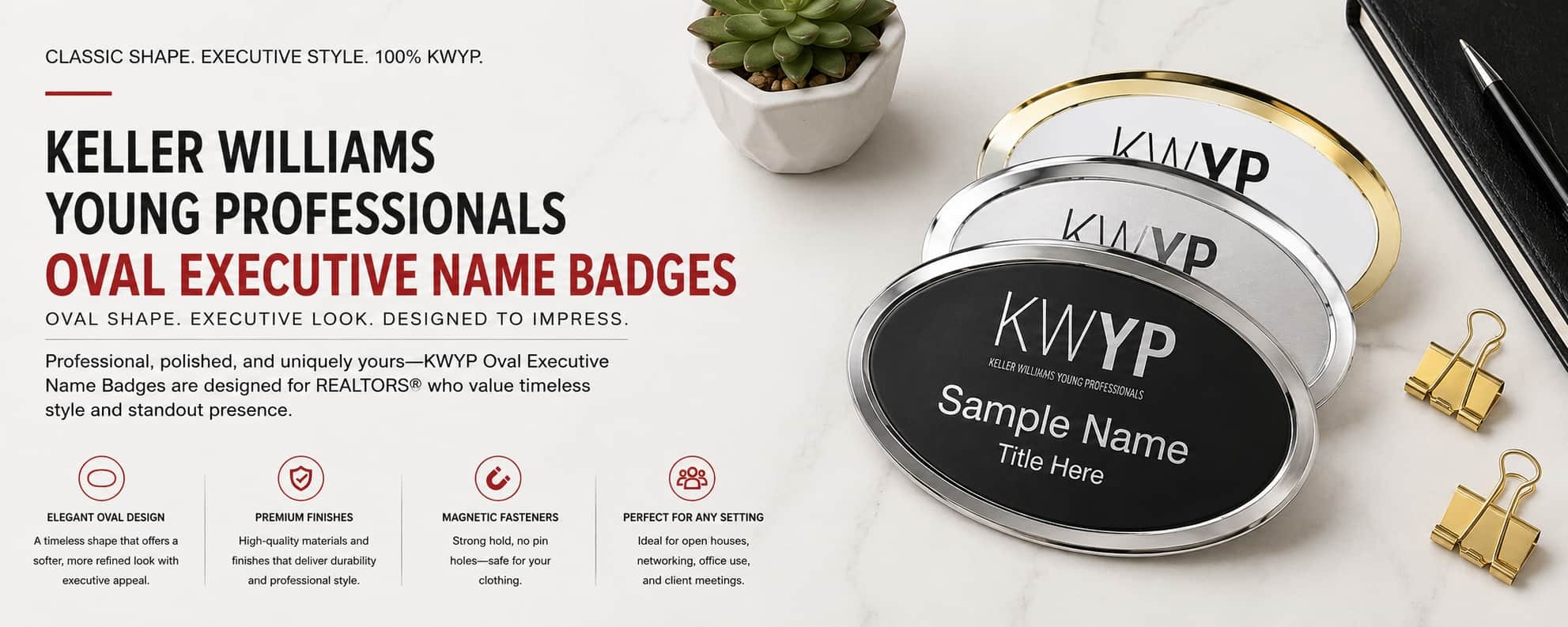 Keller Williams Young Professionals oval executive REALTOR name badges
